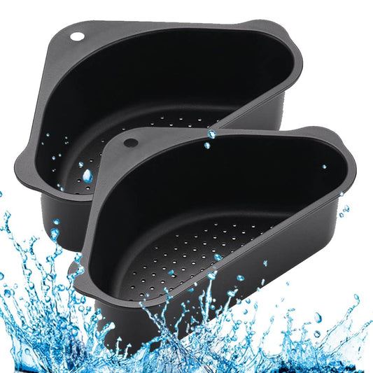 Triangular Sink Basket Strainer & Drain Shelf Organizer (Grey)